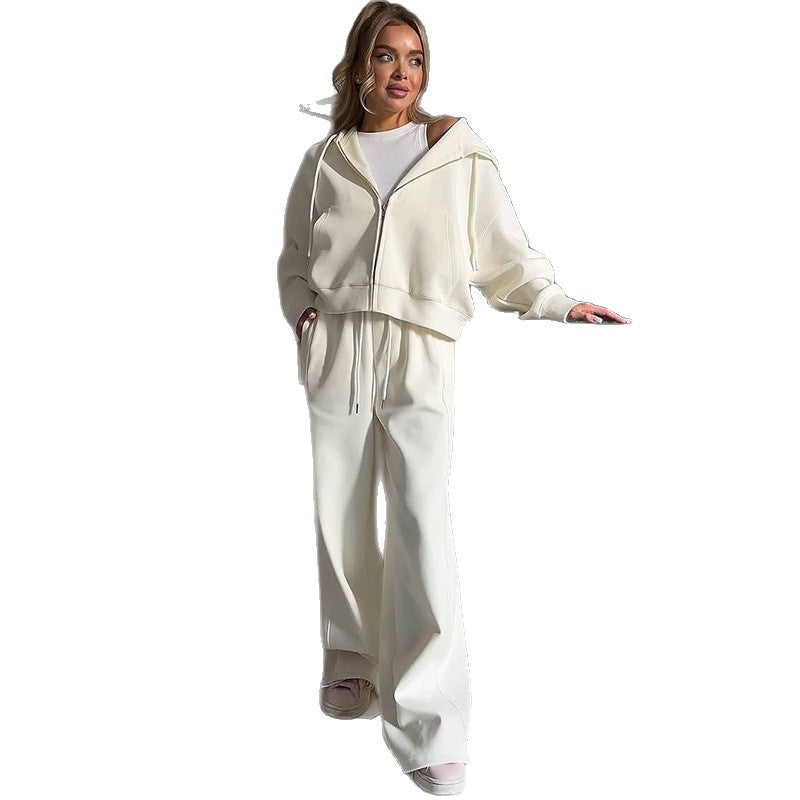 Damen lässiges Sweatset mit cropped Oberteil und weiter Hose R&B