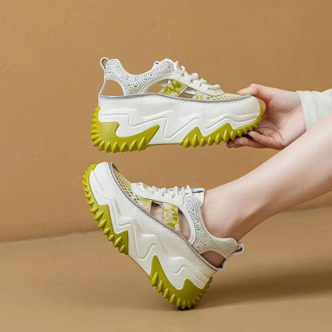 Damen Sportliche Plateau-Sneaker mit atmungsaktivem Mesh und rutschfester Sohle R&B