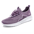 Damen nan gestrickte Slip-On-Sneaker mit elastischer Schnürung, gepolsterter Innenfütterung und dämpfender Profilsohle R&B