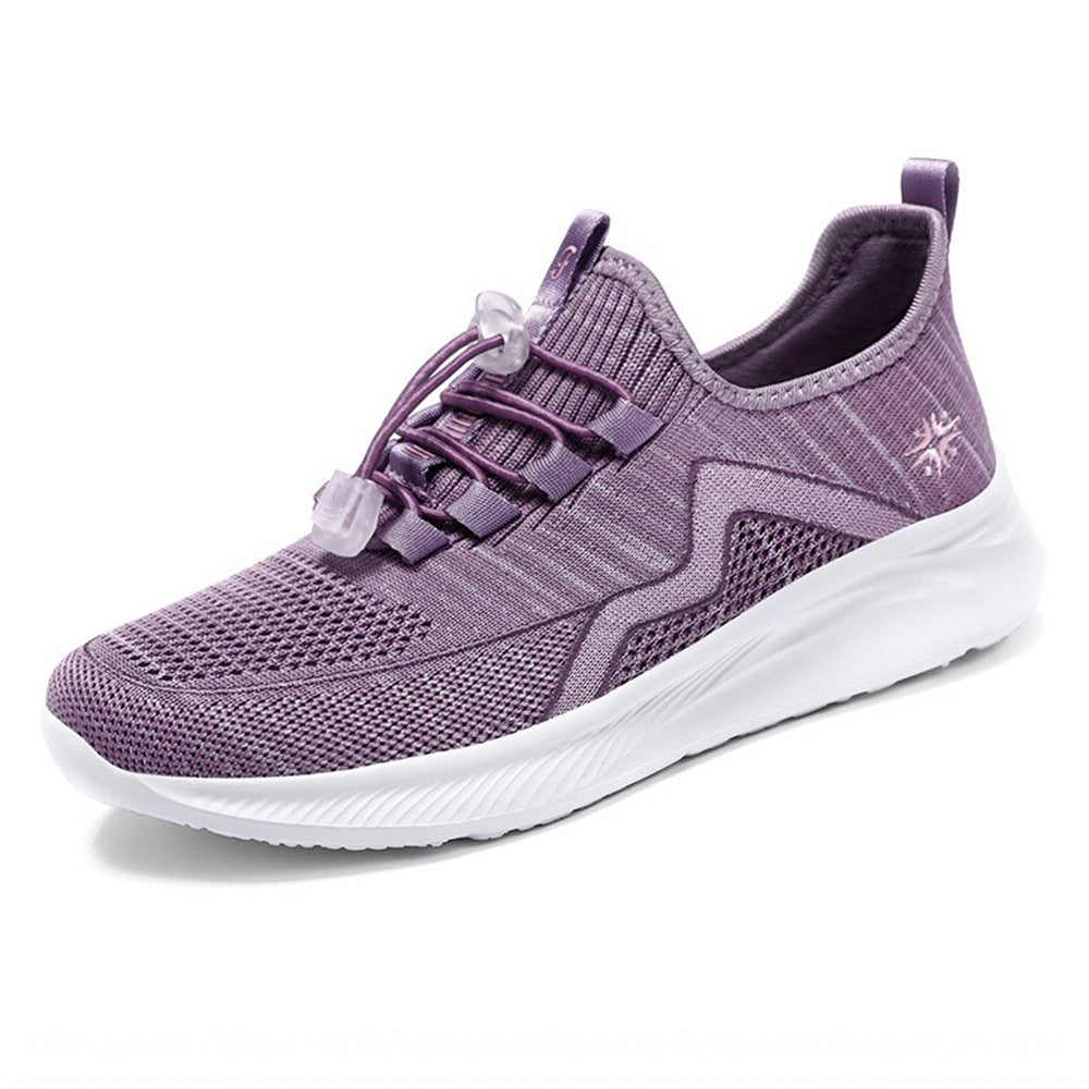 Damen nan gestrickte Slip-On-Sneaker mit elastischer Schnürung, gepolsterter Innenfütterung und dämpfender Profilsohle R&B