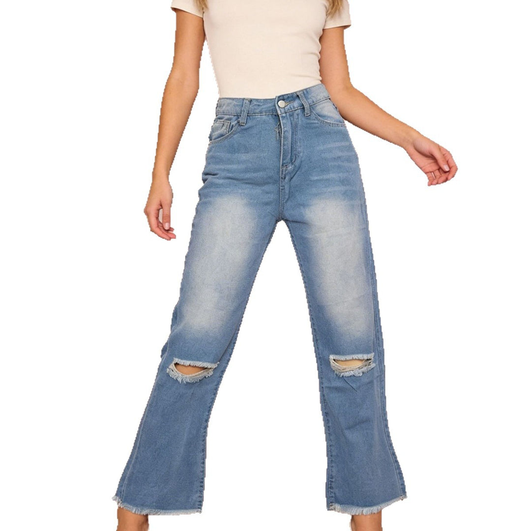 Damen Flared Jeans mit Destroyed-Details