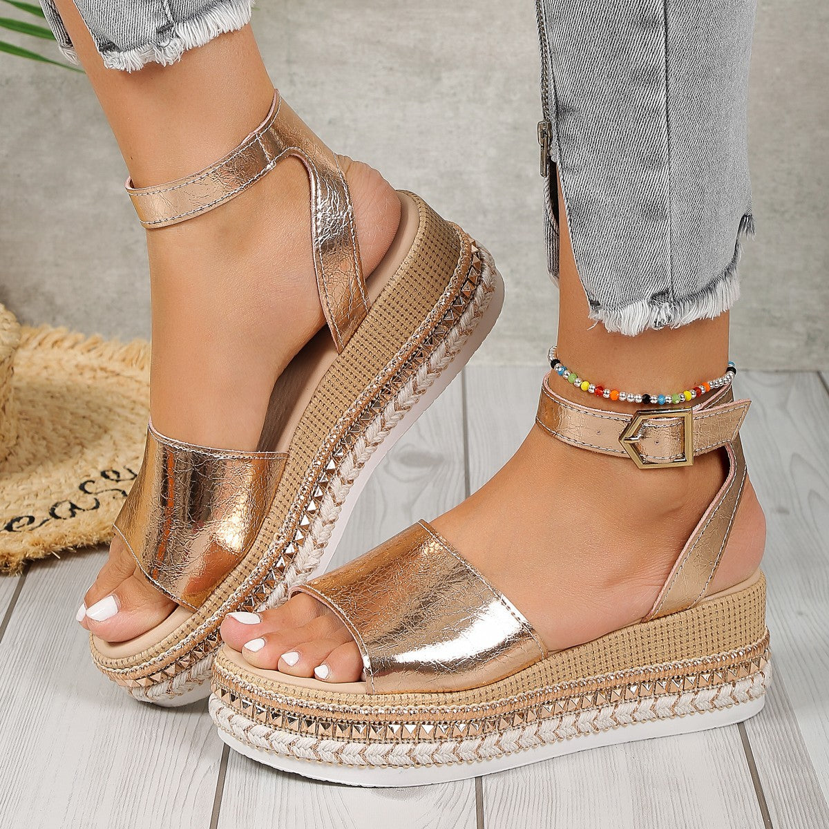 Damen Glitzernde Plateau-Sandalen R&B