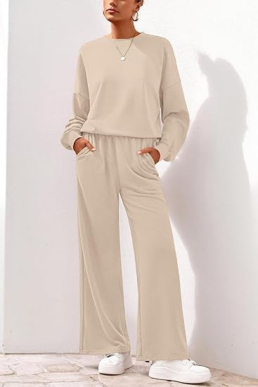 Damen Komfortabler Sweatsuit mit weitem Bein und lässigem Schnitt R&B