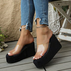 Damen Plateau-Sandalen mit transparenter Obermaterial R&B