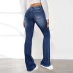 Damen Flared Jeans mit hohem Bund und elastischem Stretch R&B