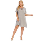 Damen lässiges Loose-Fit Kleid mit V-Ausschnitt und modernen Schnürdetails R&B