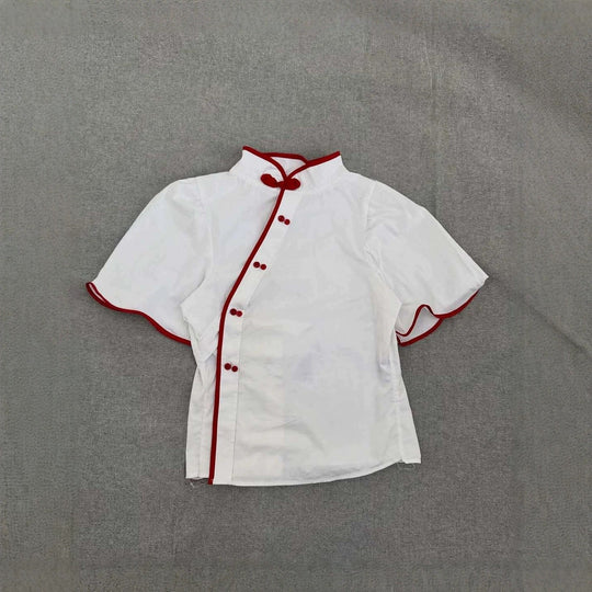 Damen Elegante Chiffon-Bluse mit Stehkragen und Rüschendetails R&B