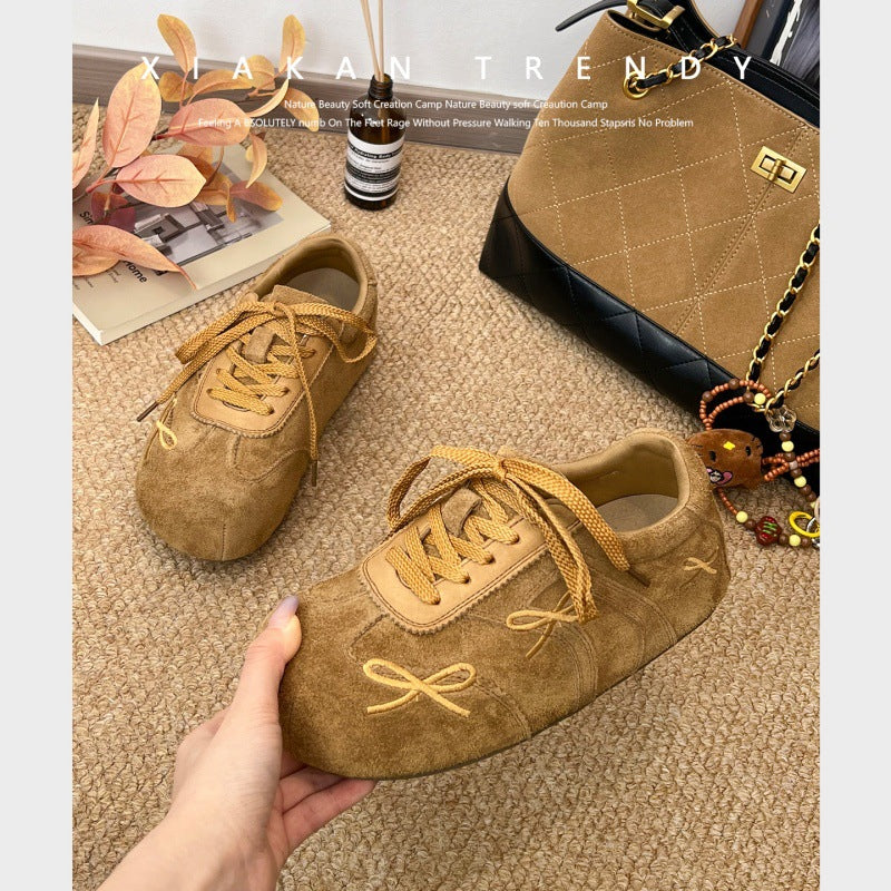 Damen Bequeme Sneakers aus hochwertigem Wildleder mit dekorativen Schleifen R&B