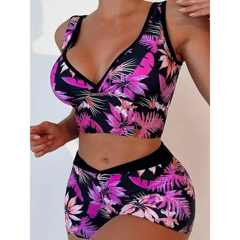 Damen Sport-Bikini-Set mit hoch geschnittenem Oberteil und bequemem Shorts R&B