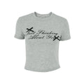 Damen cropped T-Shirt mit einzigartigem Schriftzug und lässigem Schnitt EB