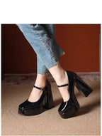 Damen Plateau High Heel Pumps mit breitem Blockabsatz R&B
