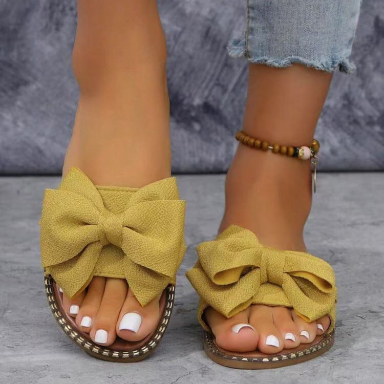 Damen Flip-Flops mit dekorativem Schleifen-Design und rutschfester Sohle R&B