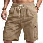Herren nan utilitarische Cargo-Shorts mit Elastikbund, Tunnelzug und aufgesetzten Klappentaschen R&B