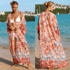 Damen floraler Strandkimono mit weit geschnittenen Ärmel R&B