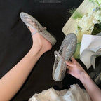 Damen eleganten Ballerinas mit modischem Netzdesign und funkelnden Details R&B