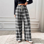 Damen lässige Freizeithose mit Gummibund und Karomuster R&B