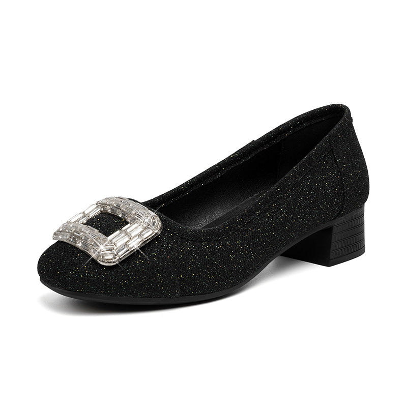 Damen Ballerinas mit tragbarem Blockabsatz und funkelndem Schmuckdetail R&B