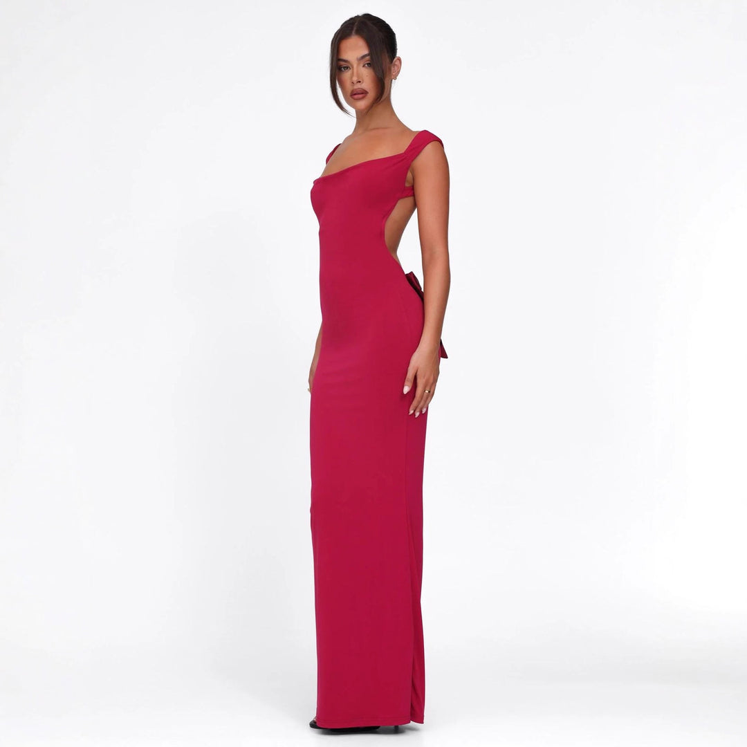 Damen nan körperbetontes Abendkleid mit quadratischem Ausschnitt und breiten Trägern R&B