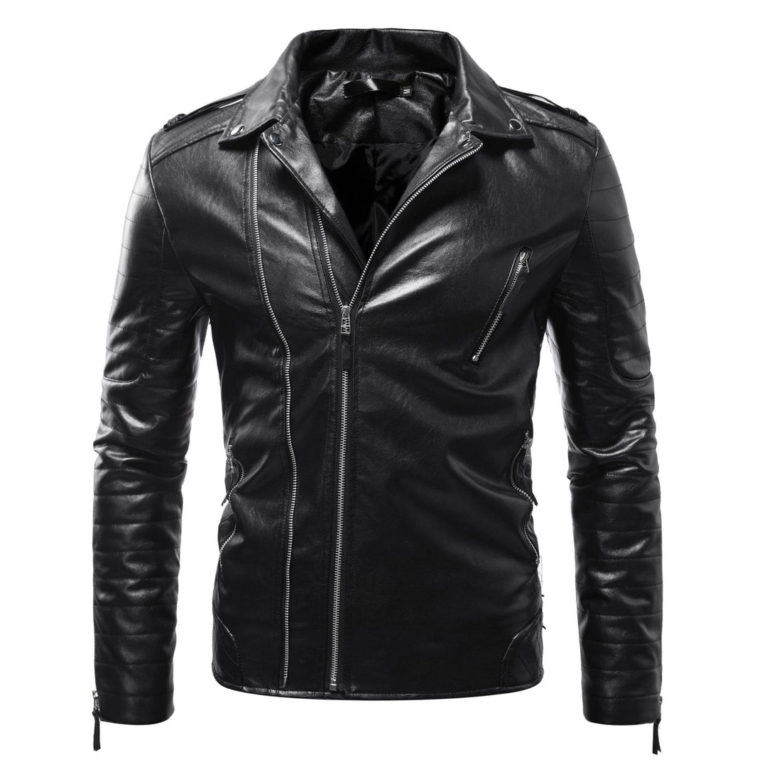 Herren Leder Bikerjacke mit Taschen