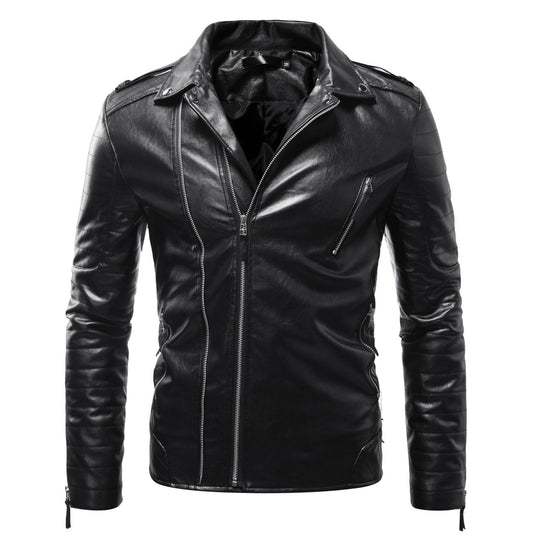 Herren Leder Bikerjacke mit Taschen