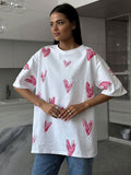 Damen lässiges T-Shirt mit Herzmotiv R&B