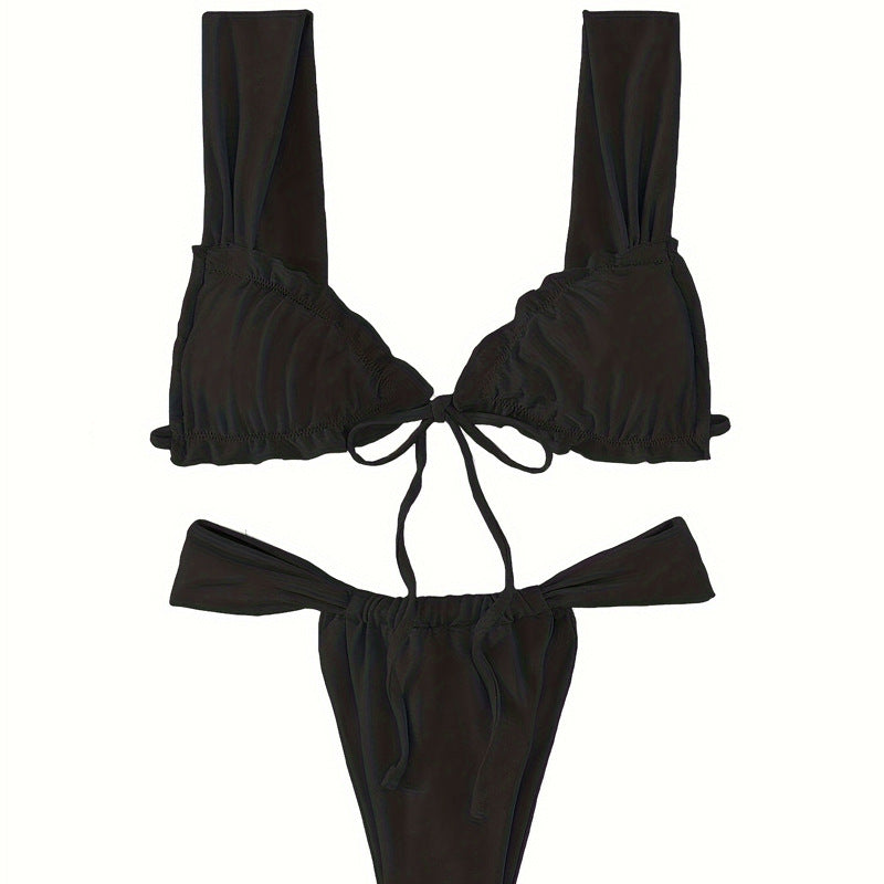 Damen Triangel-Bikini mit verstellbarem Bindeband und modischem Design R&B