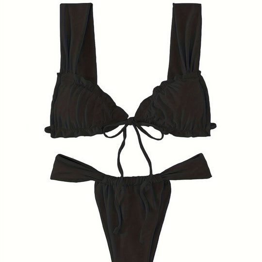 Damen Triangel-Bikini mit verstellbarem Bindeband und modischem Design R&B