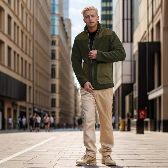 Herren kuschelige Fleecejacke mit raffinierten Taschen R&B