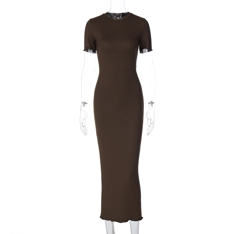 Damen Elegantes figurbetontes Maxikleid mit kurzem Ärmelschnitt R&B