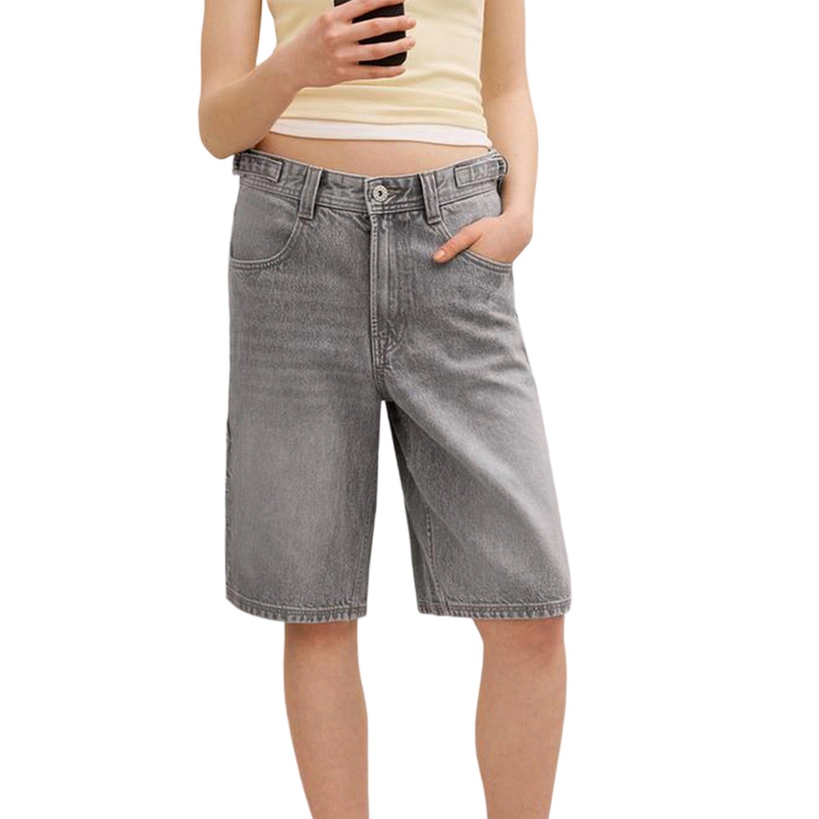 Damen Denim-Shorts mit lässigem Schnitt und mittlerer Leibhöhe R&B