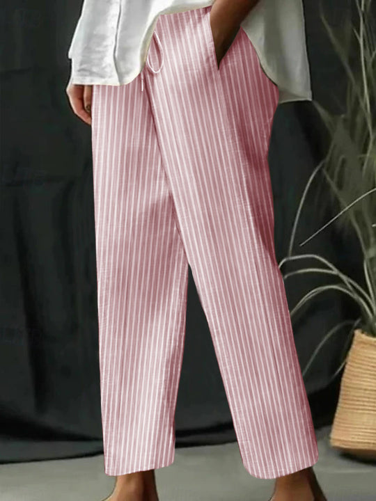 Damen Freizeithose mit gestreiftem Design und komfortablem Bund R&B
