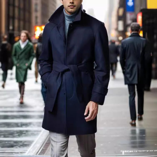 Herren Eleganter Woll-Trenchcoat R&B