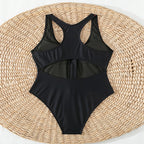 Damen Einteiler Badeanzug mit durchgehendem Reißverschluss und Racerback-Design R&B