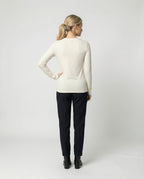Enganliegendes Damen Langarmshirt Weiß – Dünnes Basic Oberteil für Style