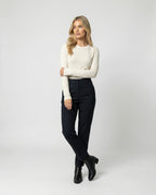 Enganliegendes Damen Langarmshirt Weiß – Dünnes Basic Oberteil für Style