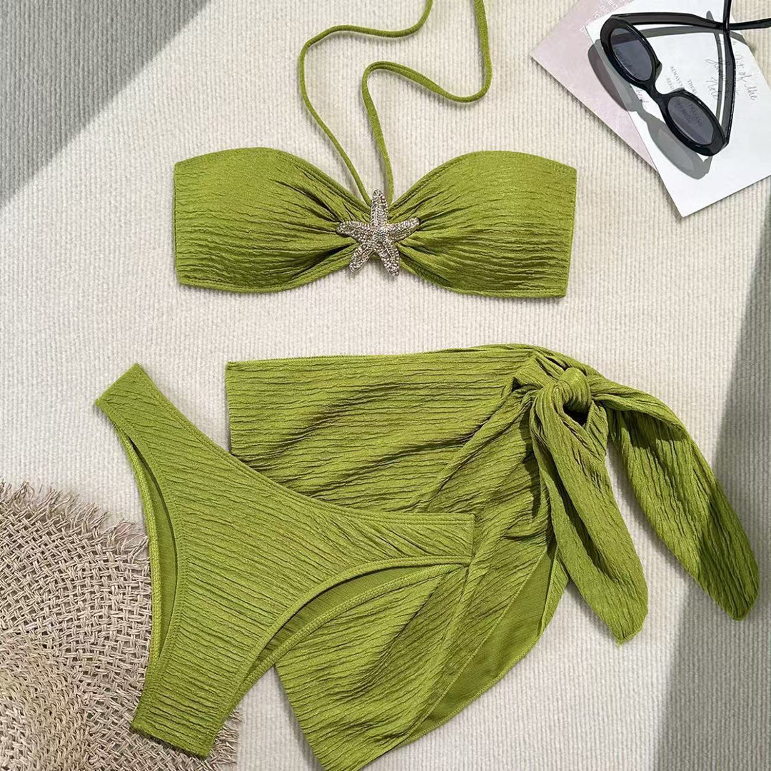 Damen Bandeau-Bikini mit schickem Wickeltuch R&B