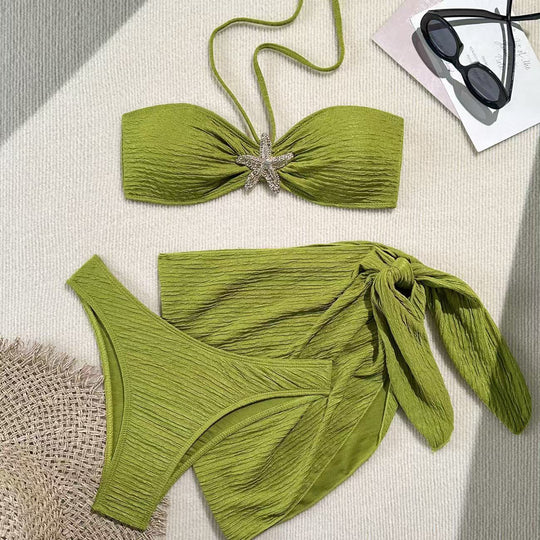 Damen Bandeau-Bikini mit schickem Wickeltuch R&B