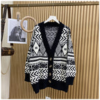 Damen Übergroße Strickjacke mit geometrischem Muster R&B