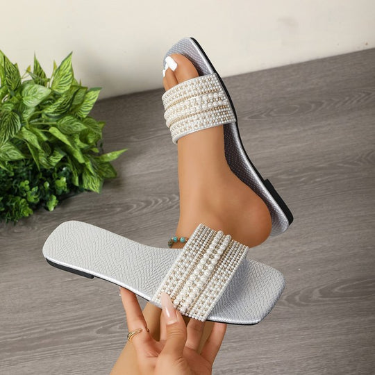 Damen Plateau-Sandalen mit dekorativen Perlenakzenten R&B