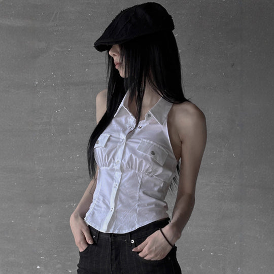 Damen Hemd mit charmantem Bindedetail und Brusttaschen R&B