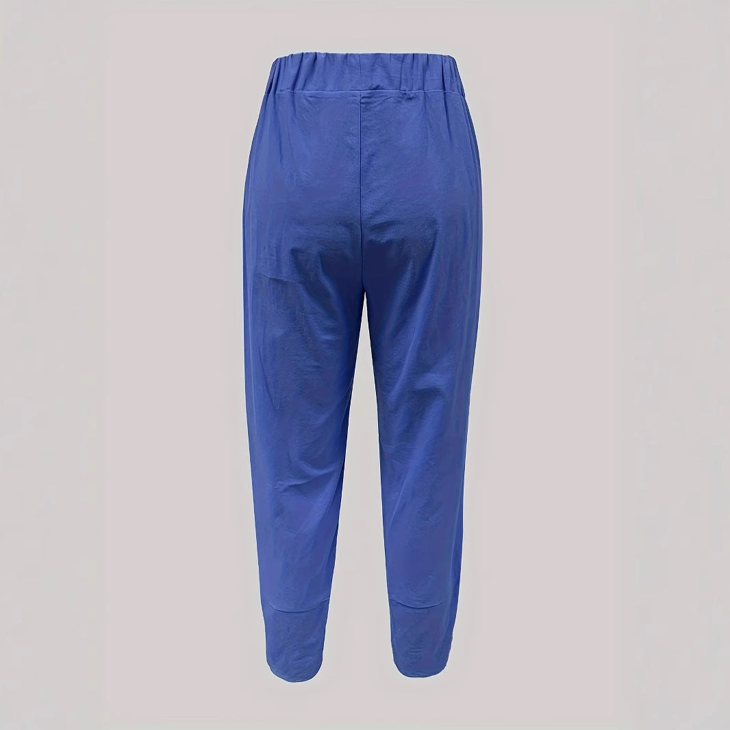 Damen weite Sommerhose mit eleganten Schnittdetails und elastischem Bund R&B