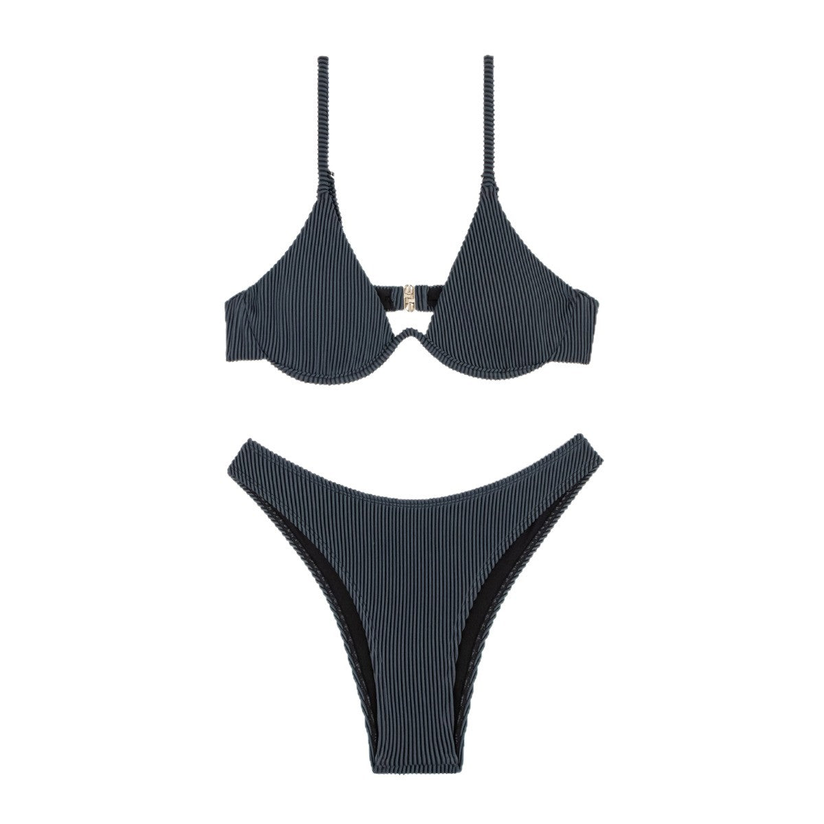 Damen Triangel-Bikini mit gestreifter Textur R&B