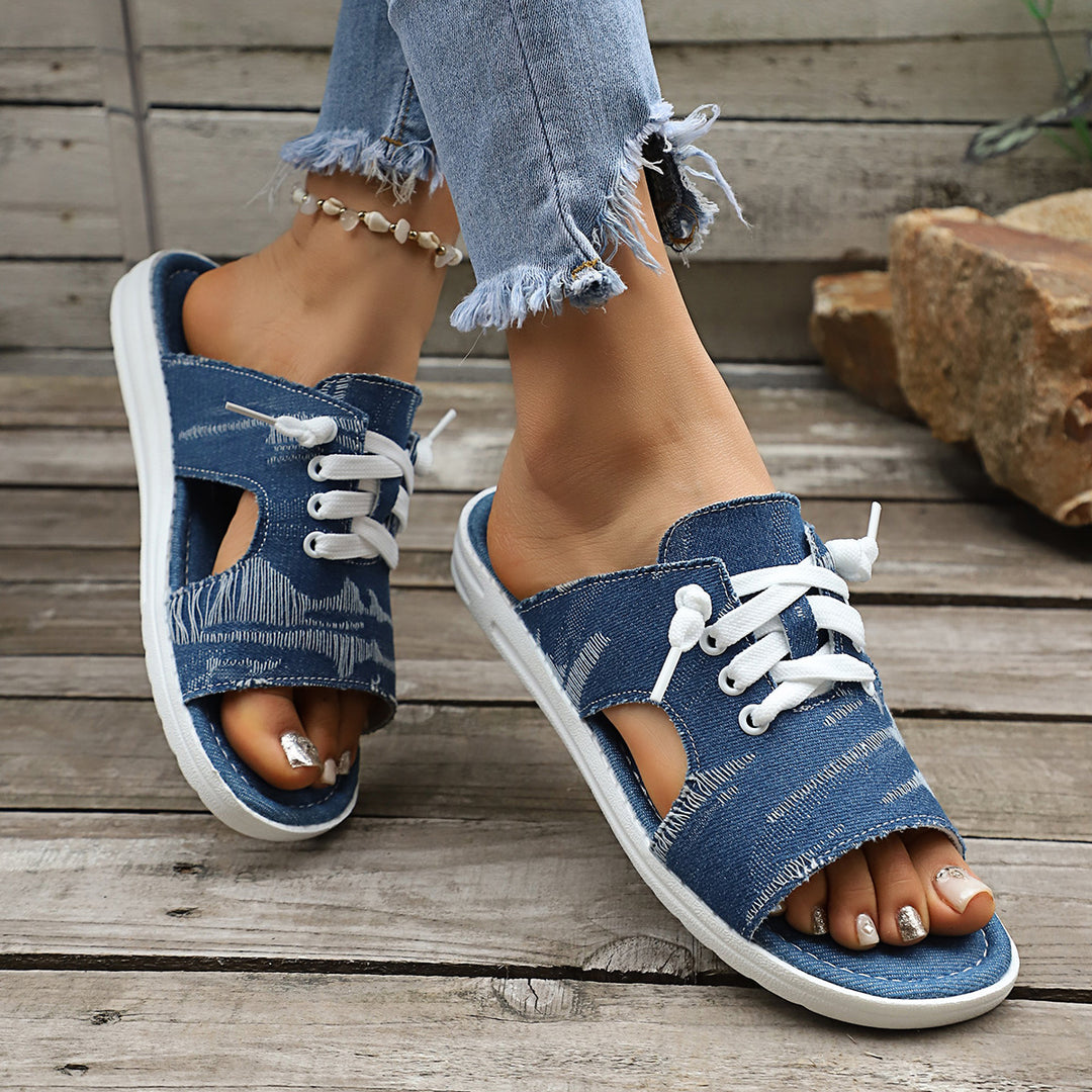 Damen Freizeitsandalen mit offenem Zehenbereich und lässigem Schnürdesign R&B