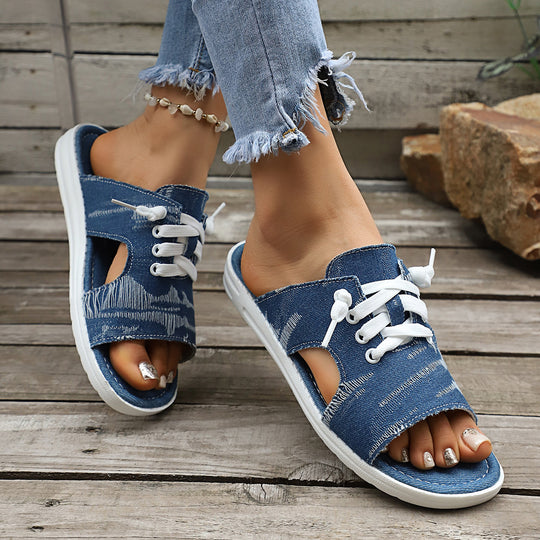 Damen Freizeitsandalen mit offenem Zehenbereich und lässigem Schnürdesign R&B