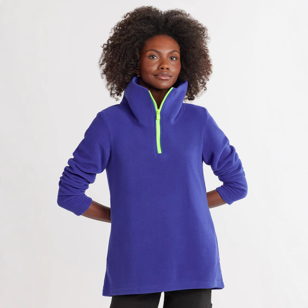Damen Fleece-Pullover mit Stehkragen und sportlichem Reißverschluss R&B
