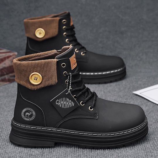 Damen Winterstiefel mit doppeltem Knopfverschluss und gepolstertem Kragen R&B