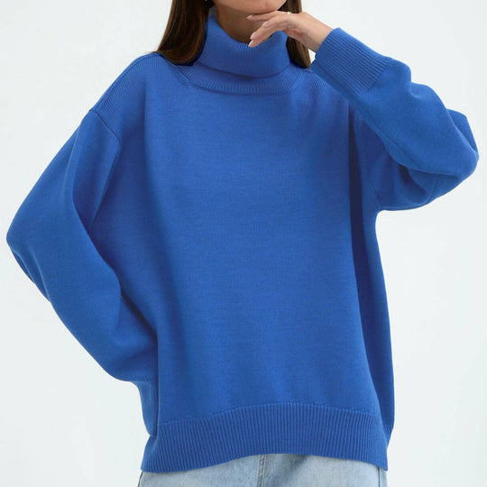 damen oversized rollkragenpullover basic gestrickter pullover