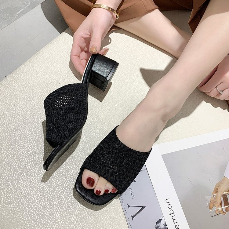Damen Wedge-Pantoletten mit stilvollem Netzdesign und komfortablem Blockabsatz R&B