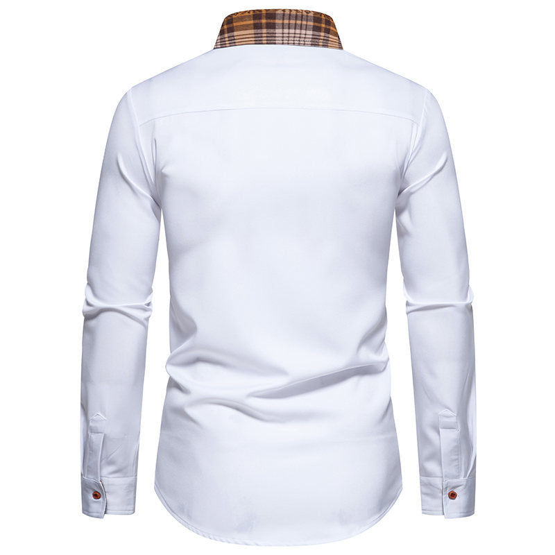 Herren Langarmhemd mit modernem Karokragen und hochwertiger Baumwollmischung R&B