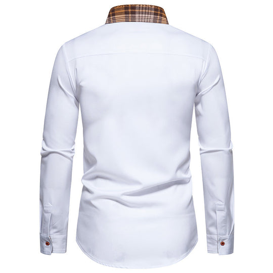 Herren Langarmhemd mit modernem Karokragen und hochwertiger Baumwollmischung R&B